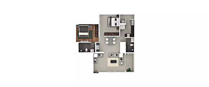 Rohan Iksha Bhoganhalli - Floor plan 2 BHK 804 Sq.ft