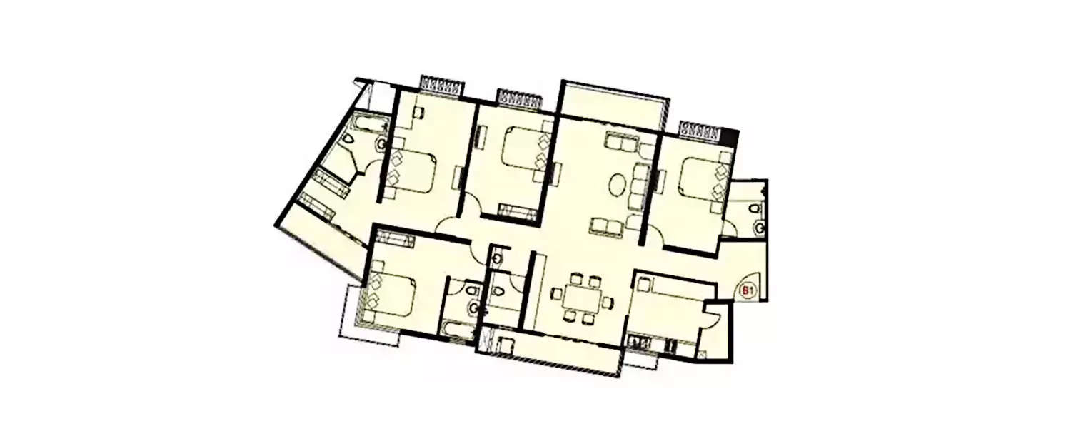 Floor plan for 4 BHK