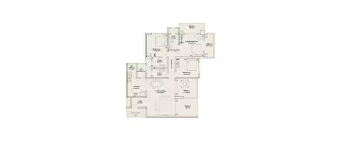 Kolte Patil 24K Sereno Baner - Floor plan 3 BHK 1233 Sq.ft