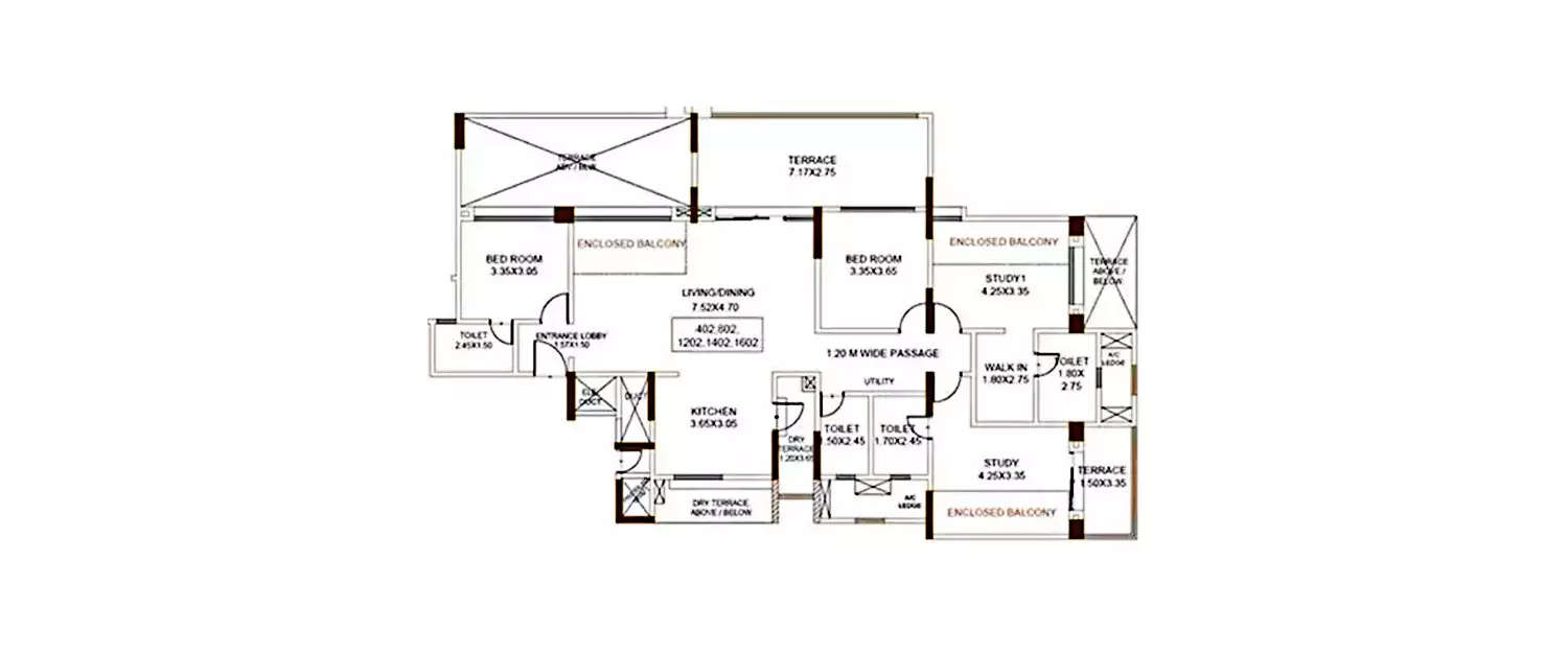 Floor plan for 4 BHK