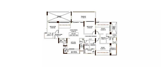 Kolte Patil 24K Opula Pimple Nilakh - Floor plan 4 BHK 1570 Sq.ft