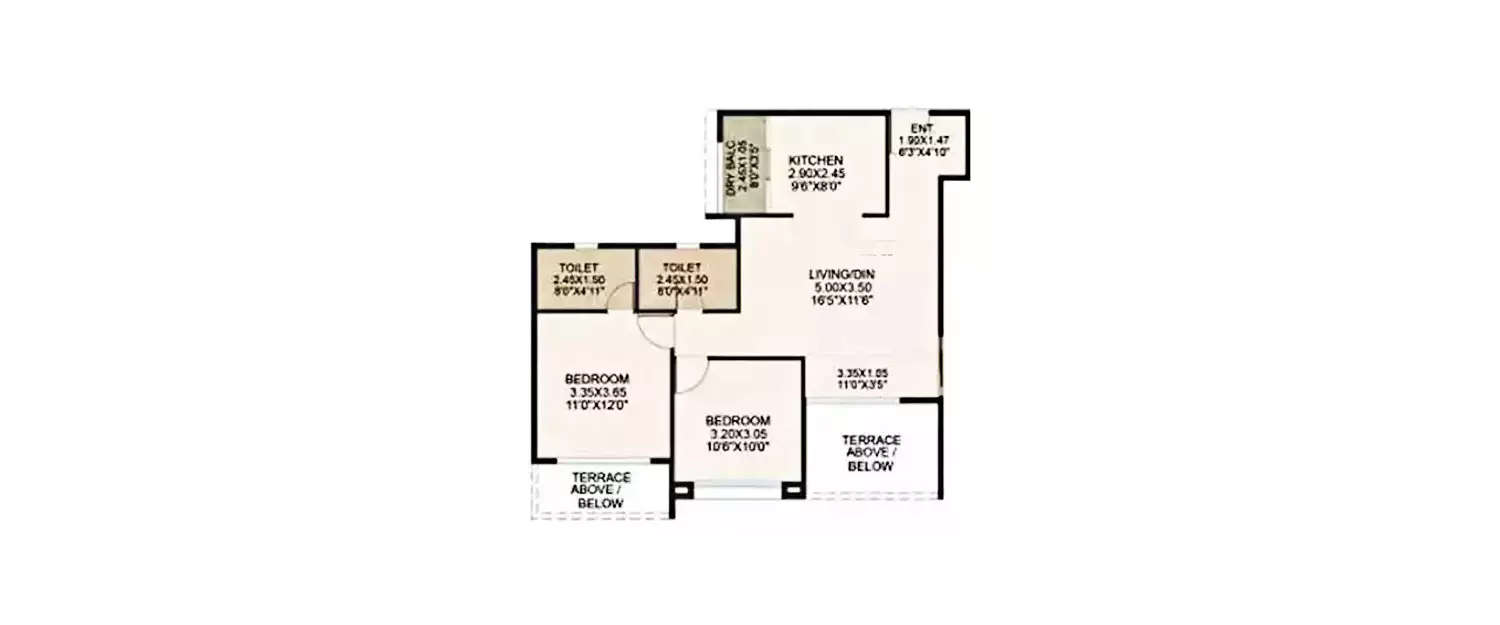 Floor plan for 2 BHK