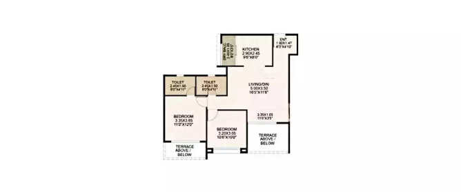 Kolte Patil Western Avenue Wakad - Floor plan 2 BHK 600 Sq.ft