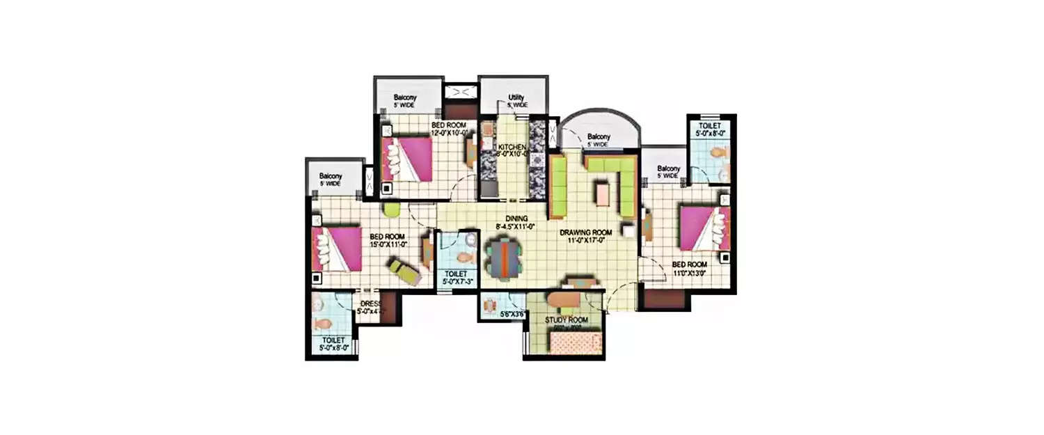 Floor plan for 3.5 BHK