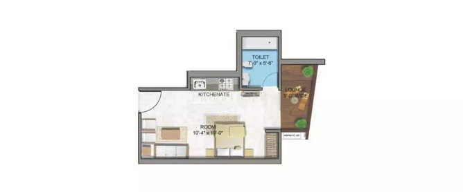 Supertech North Eye Sector 74 - Floor plan 1 BHK 535 Sq.ft