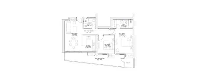 Supertech Supernova Sector 94 - Floor plan 2 BHK 782 Sq.ft