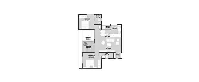 Malpani Cereza Punawale - Floor plan 2 BHK 711 Sq.ft