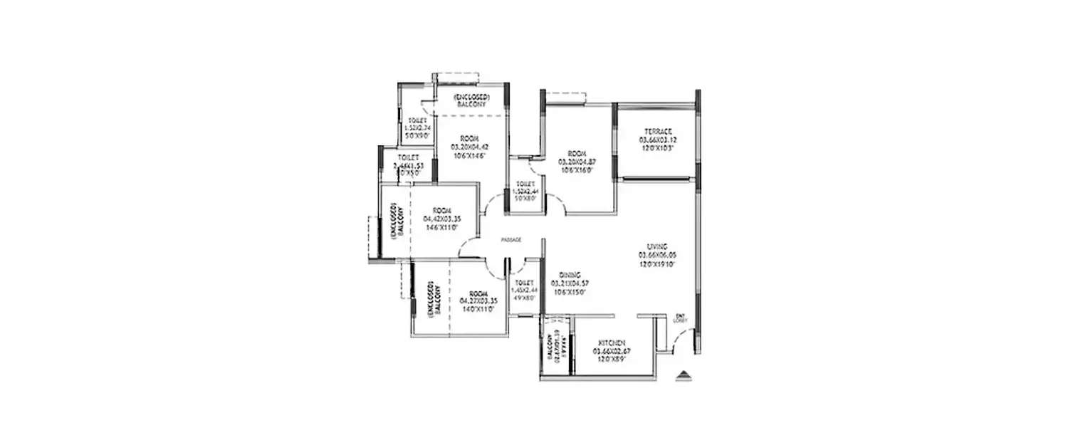 Floor plan for 4 BHK