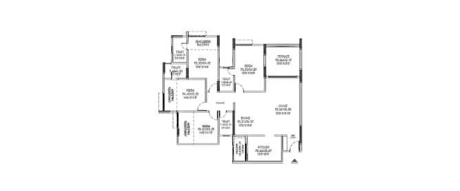 Pride Purple Park Ivory Wakad - Floor plan 4 BHK 1371 Sq.ft