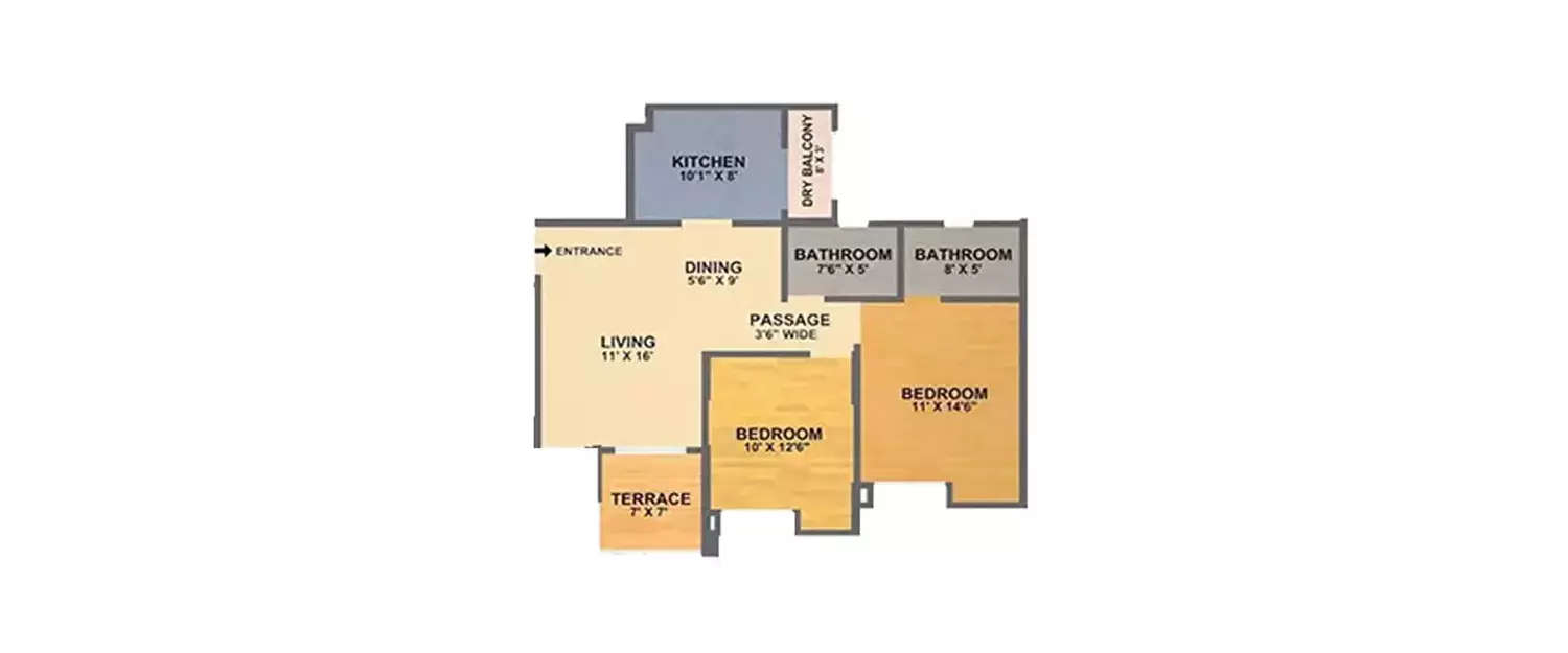 Floor plan for 2 BHK