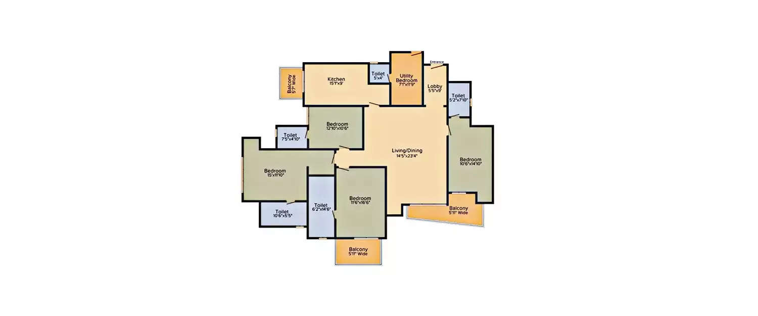 Floor plan for 4 BHK