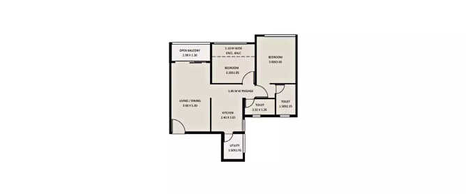 Kolte Patil Life Republic 16th Avenue Arezo Hinjewadi - Floor plan 2 BHK 620 Sq.ft