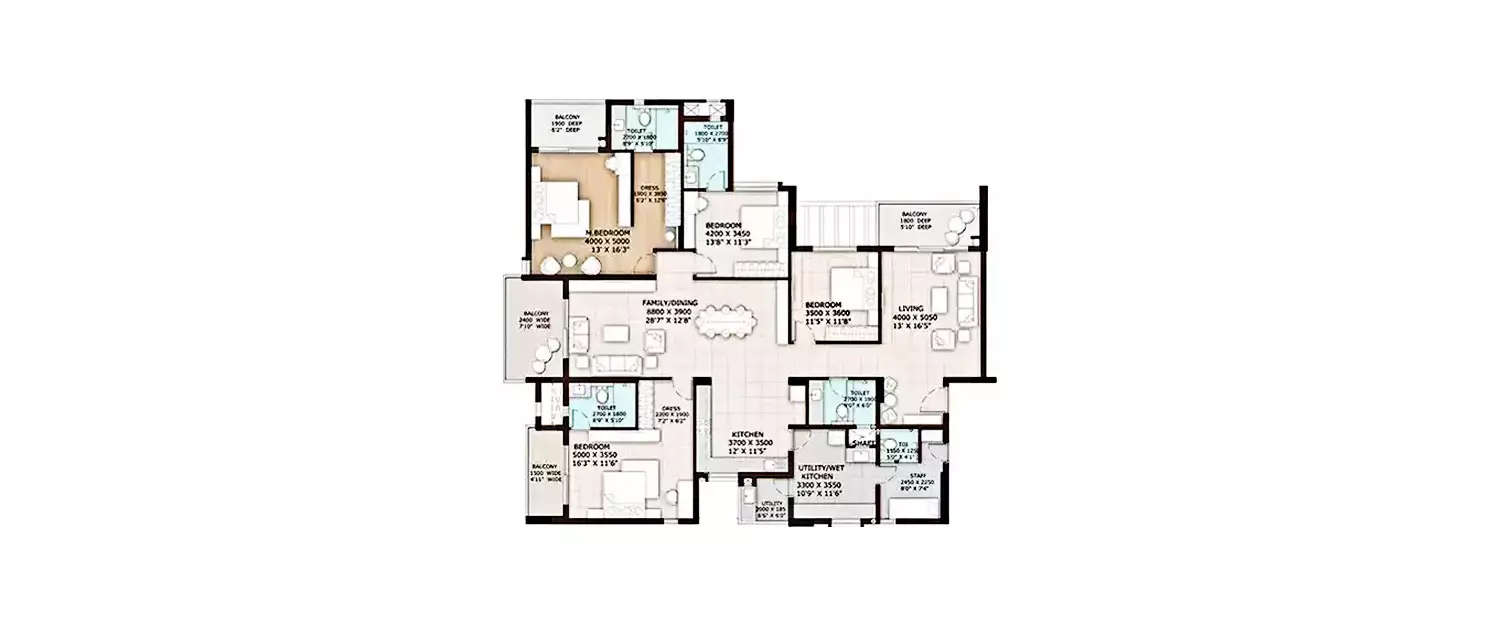 Floor plan for 4 BHK