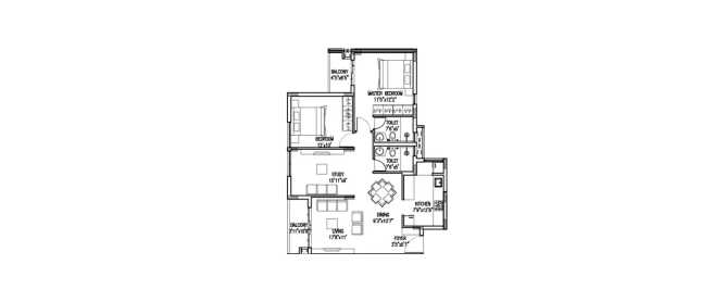 Godrej E City Electronic City - Floor plan 2.5 BHK 1142 Sq.ft