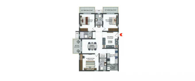 Team4 Nyla Miyapur - Floor plan 3 BHK 1880 Sq.ft