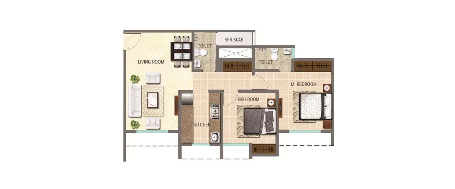 Floor plan for 2 BHK