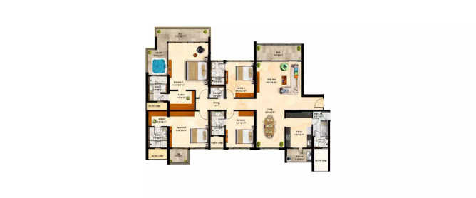 SNN Clermont Hebbal - Floor plan 4 BHK 3870 Sq.ft