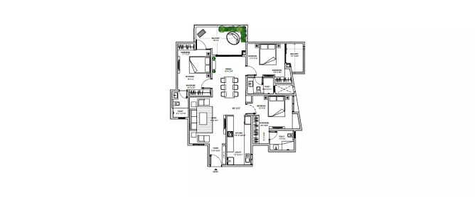 Sun & Sanctum Battarahalli - Floor plan 3 BHK 1046 Sq.ft