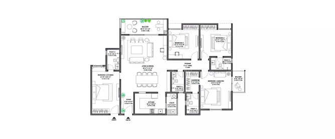 Marq 2.0 Whitefield - Floor plan 4 BHK 1599 Sq.ft