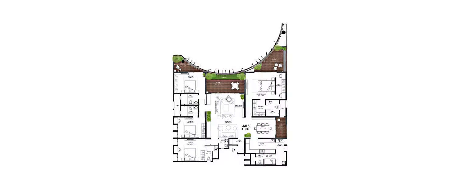 Floor plan for 4 BHK