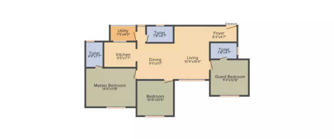 Concorde Manhattans Electronic City - Floor plan 3 BHK 1609 Sq.ft