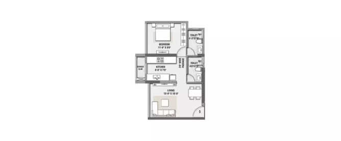 Rustomjee Bella Bhandup - Floor plan 1 BHK 425 Sq.ft