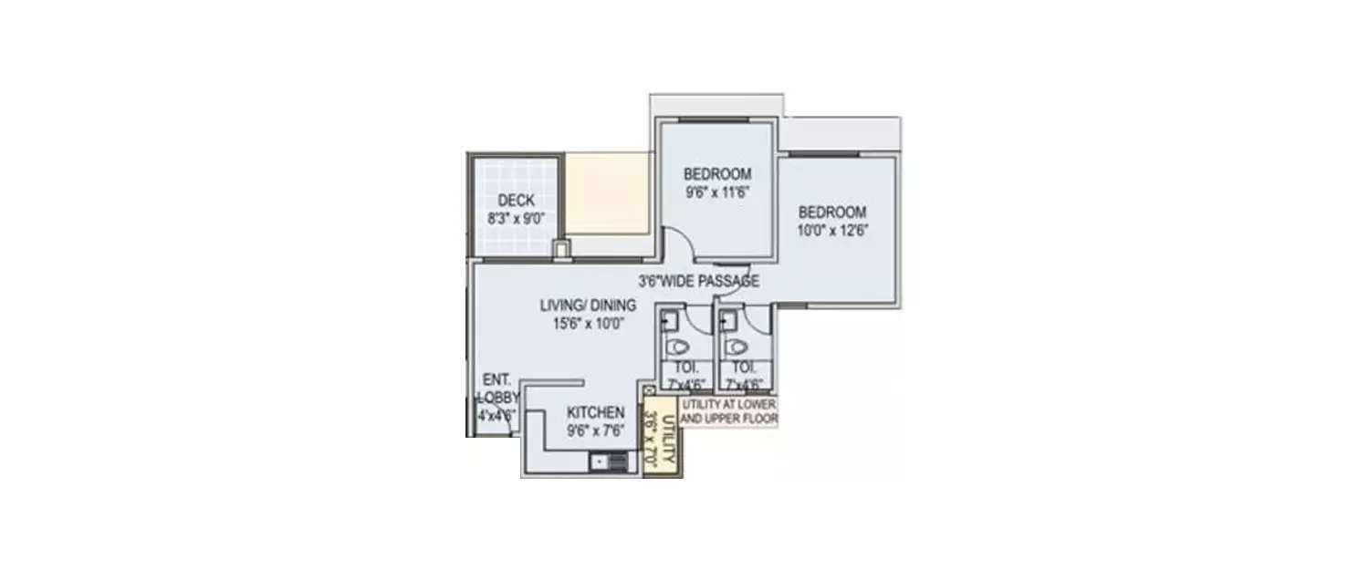 Floor plan for 2 BHK