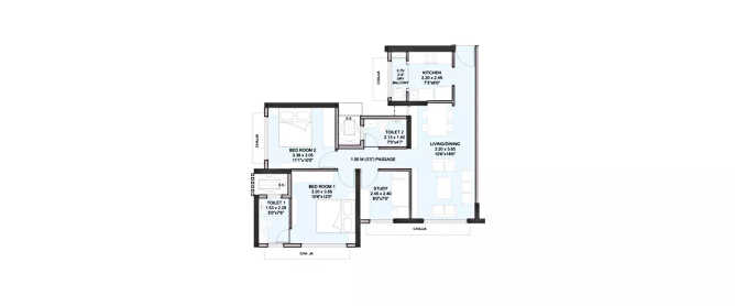 Wadhwa Azure Mulund - Floor plan 2.5 BHK 753 Sq.ft