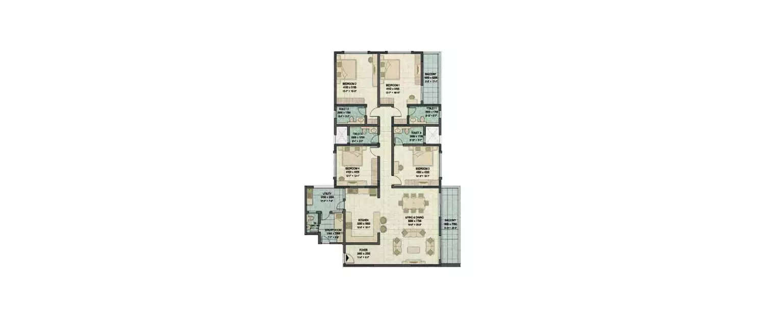 Floor plan for 4 BHK