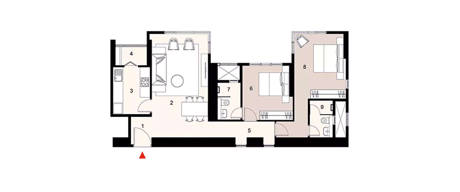 Floor plan for 2 BHK