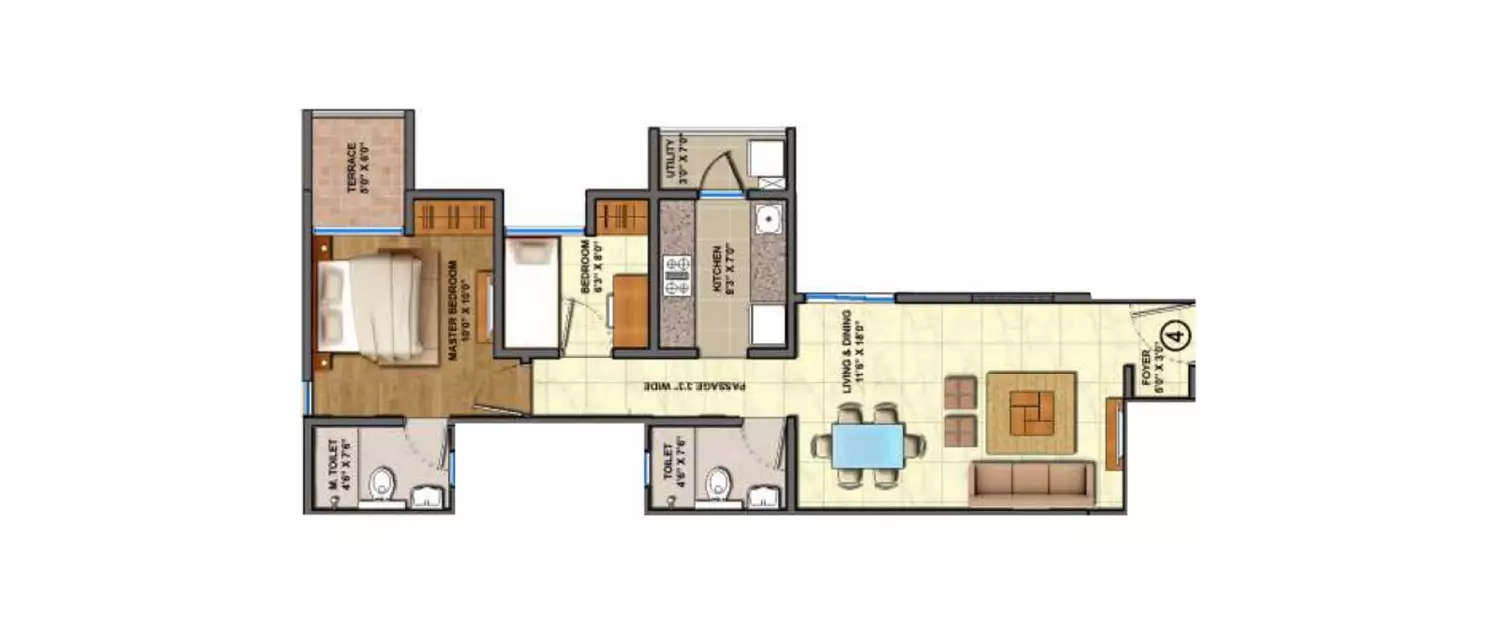 Floor plan for 1.5 BHK
