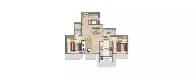 Lodha Bel Air Jogeshwari - Floor plan 2 BHK 781 Sq.ft