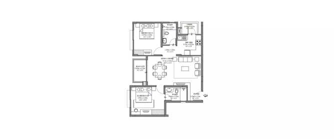 Godrej Life Plus Kanakapura - Floor plan 2.5 BHK 957 Sq.ft