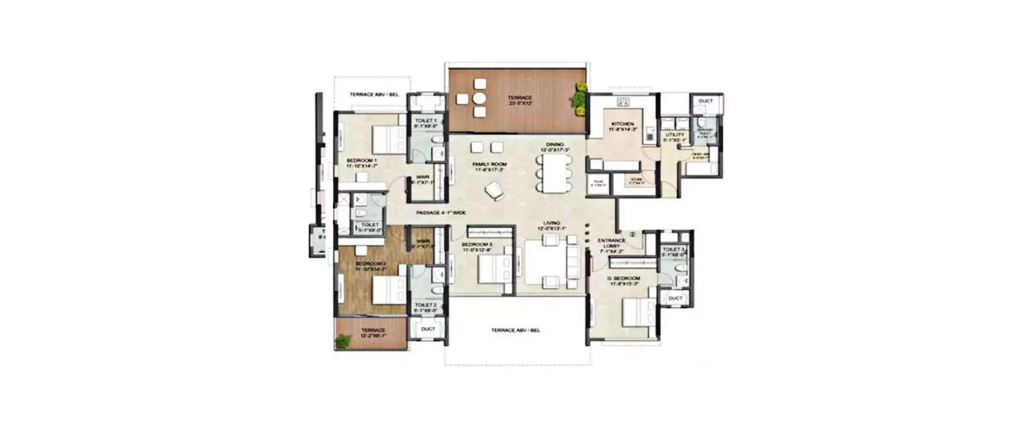 Floor plan for 3.5 BHK