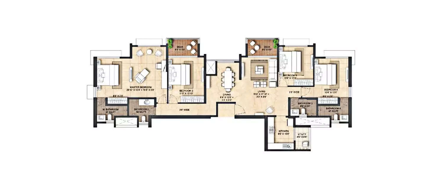 Floor plan for 4 BHK