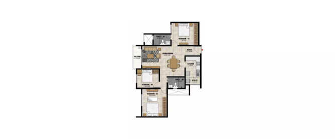 Prestige Park Square Begur - Floor plan 3 BHK 963 Sq.ft