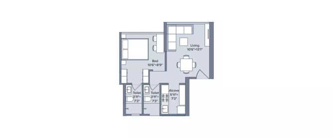 Marathon Nexworld Dombivali - Floor plan 1 BHK 356 Sq.ft