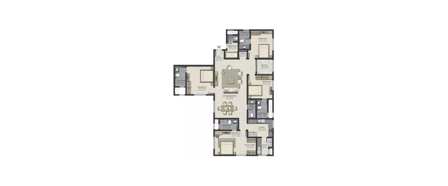Floor plan for 4 BHK
