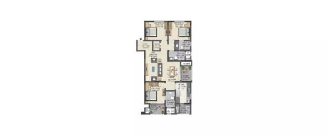 Sobha Winchester Kovilambakkam - Floor plan 3 BHK 1189 Sq.ft