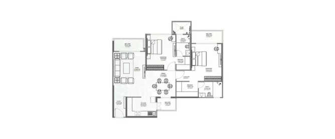 Godrej Palm Retreat Sector 150 - Floor plan 2 BHK 977 Sq.ft