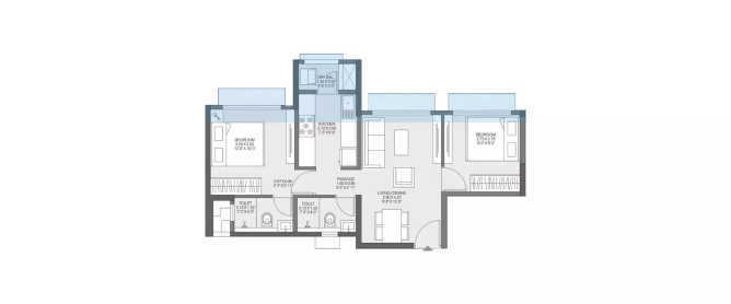 Godrej Riviera Kalyan - Floor plan 2 BHK 503 Sq.ft