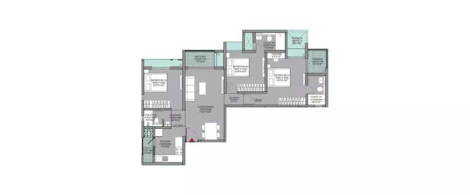 Godrej Sky Greens Manjri - Floor plan 3 BHK 849 Sq.ft