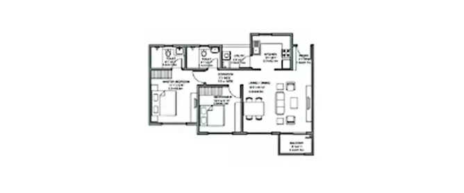 Godrej 24 Doddakannelli - Floor plan 2 BHK 749 Sq.ft