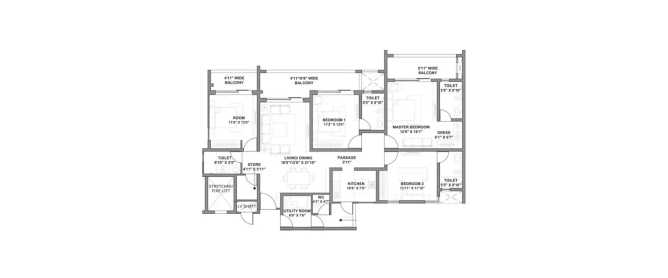 Godrej Air Sector 85 Gurgaon - Floor plan 4 BHK 1841 Sq.ft