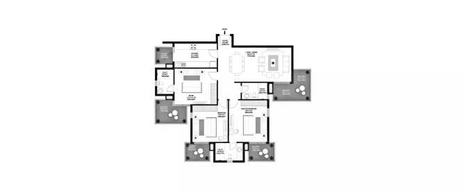 Godrej Aria Sector 79 Gurgaon - Floor plan 3 BHK 1983 Sq.ft