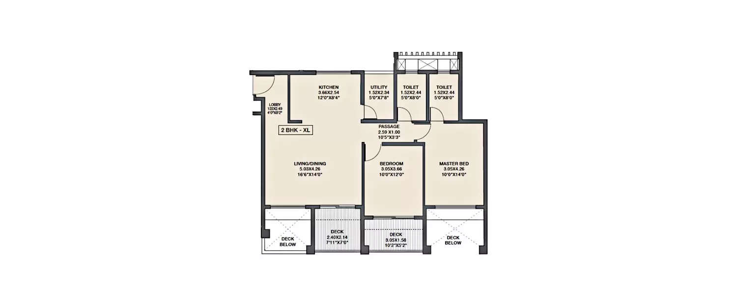 Floor plan for 2 BHK