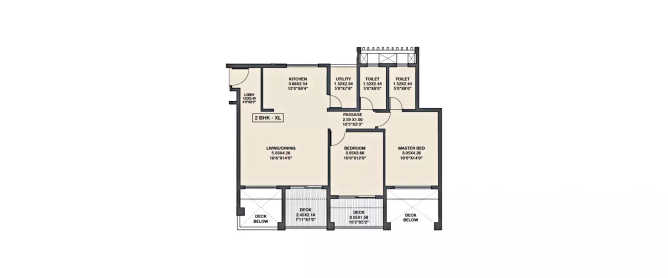 Godrej 24 Hinjewadi - Floor plan 2 BHK 695 Sq.ft