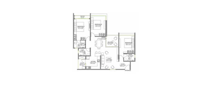 Godrej Lake Gardens Haralur - Floor plan 2 BHK 1262 Sq.ft