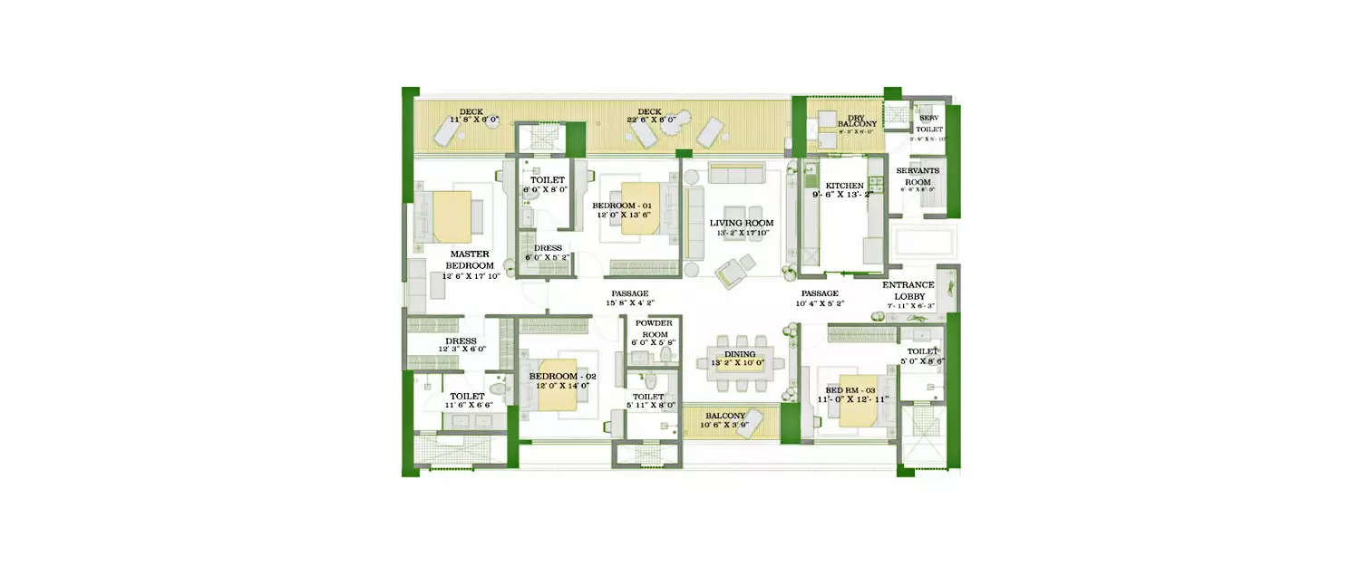Floor plan for 4 BHK