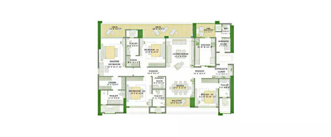 Dosti Golden Gate Wadala - Floor plan 4 BHK 1500 Sq.ft